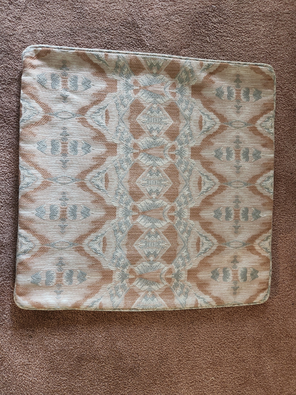 Decorative Accent Pillow Cover in Neutral Tan and Light Blue